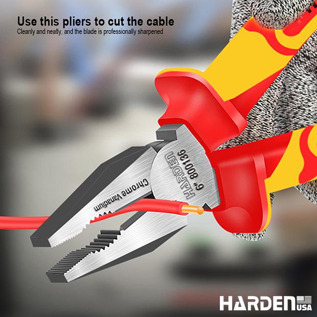 Alicate Universal Isolado HARDEN 6" (150 mm), 7" (175 mm) e 8" (200 mm) – Certificado VDE/GS