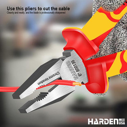 Alicate Universal Isolado HARDEN 6" (150 mm), 7" (175 mm) e 8" (200 mm) – Certificado VDE/GS