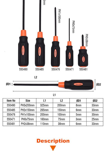 Chaves Phillips HARDEN com Cabo Emborrachado PH1, PH2 e PH3 – Uso Profissional
