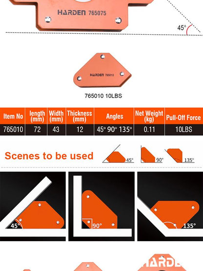 Kit Esquadros Magnéticos para Solda HARDEN com 4 Peças para Alinhamento Preciso