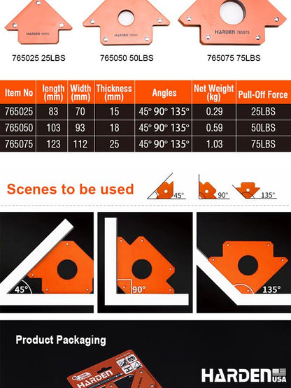 Kit Esquadros Magnéticos para Solda HARDEN com 4 Peças para Alinhamento Preciso