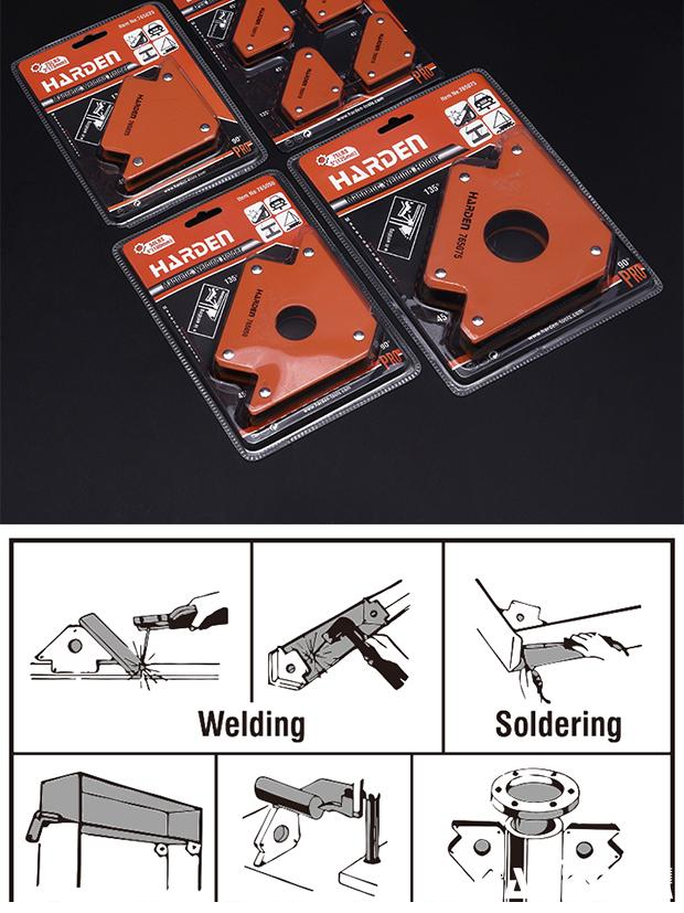 Kit Esquadros Magnéticos para Solda HARDEN com 4 Peças para Alinhamento Preciso