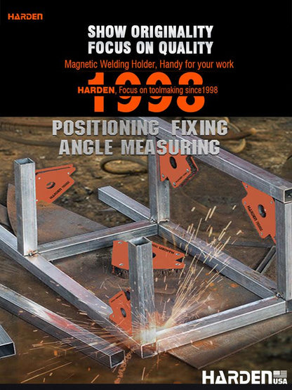 HARDEN Suporte Magnético de Solda — Aço Carbono com Ângulos 45° / 90° / 135° para Fixação Metálica Profissional