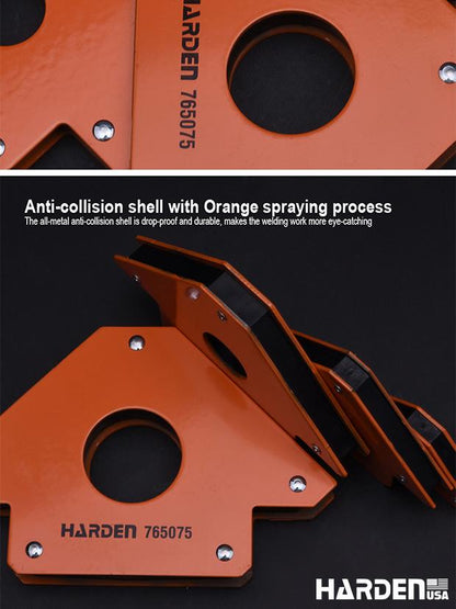 HARDEN Suporte Magnético de Solda — Aço Carbono com Ângulos 45° / 90° / 135° para Fixação Metálica Profissional