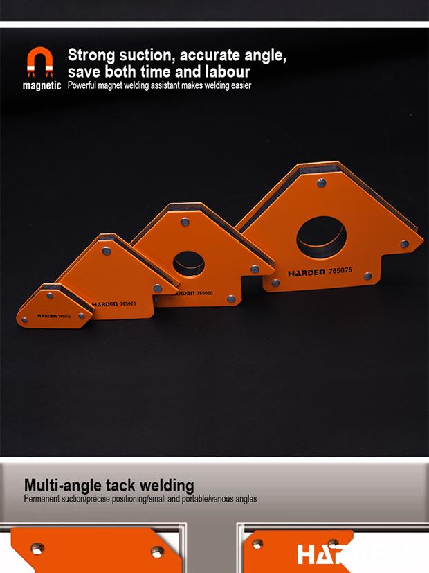 HARDEN Suporte Magnético de Solda — Aço Carbono com Ângulos 45° / 90° / 135° para Fixação Metálica Profissional