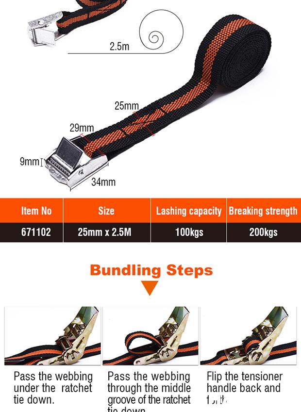 Cinta com Catraca HARDEN 25 mm x 5.000 mm para Amarração de Cargas