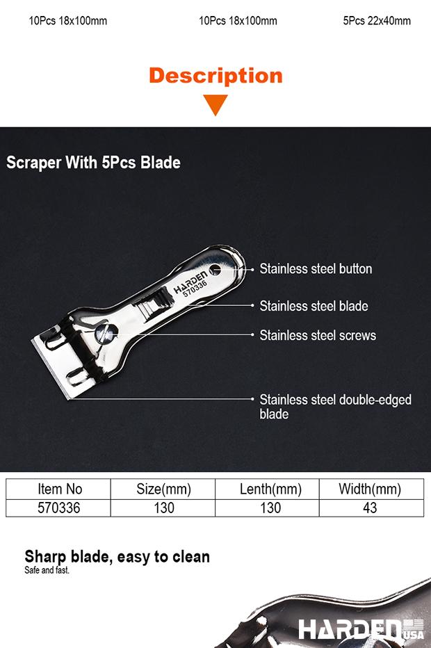 Scraper com 5 Lâminas de Substituição HARDEN – Corpo de Metal para Remoção Eficiente