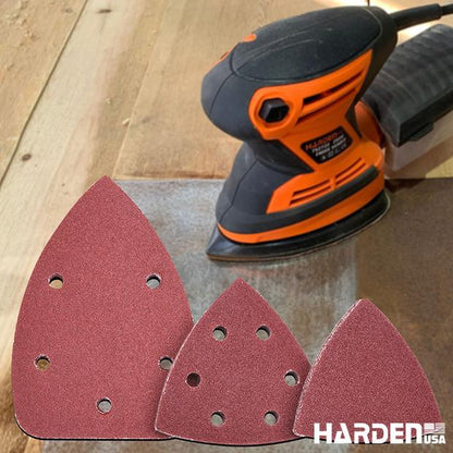 Disco Triangular com Velcro HARDEN – Óxido de Alumínio para Lixamento de Madeira e Aço (10 Peças por Cartela)