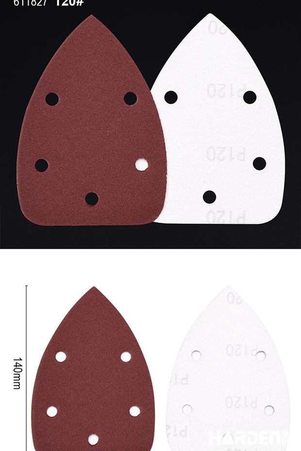 Disco Triangular com Velcro HARDEN – Óxido de Alumínio para Lixamento de Madeira e Aço (10 Peças por Cartela)