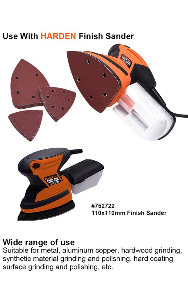 Kit com 10 Discos Triangulares Abrasivos HARDEN 100x140mm para Aço e Madeira com Velcro - 4 Granulações