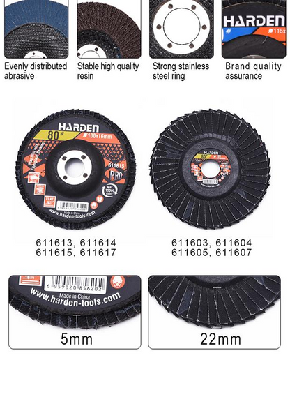 Disco Flap Curvo HARDEN 100 mm x 16 mm – Lixa Lamela para Metal e Madeira com Suporte de Fibra