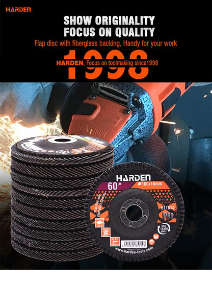 Disco Flap Curvo HARDEN 100 mm x 16 mm – Lixa Lamela para Metal e Madeira com Suporte de Fibra
