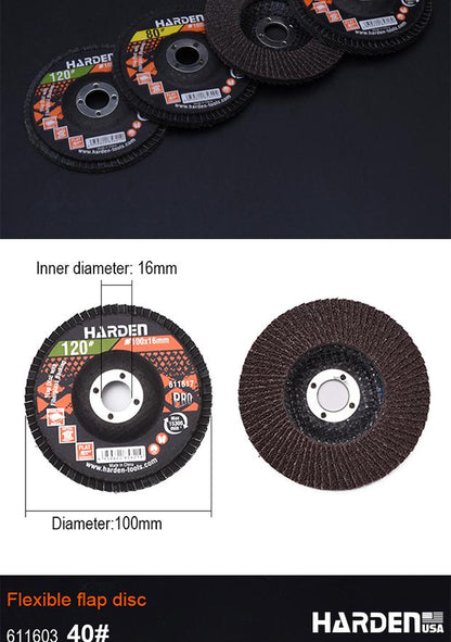 Disco Flap Curvo HARDEN 100 mm x 16 mm – Lixa Lamela para Metal e Madeira com Suporte de Fibra