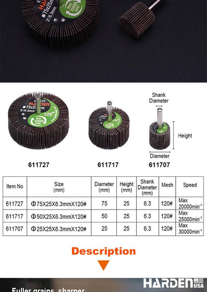 Roda de Lixa de 120 Mesh com Eixo