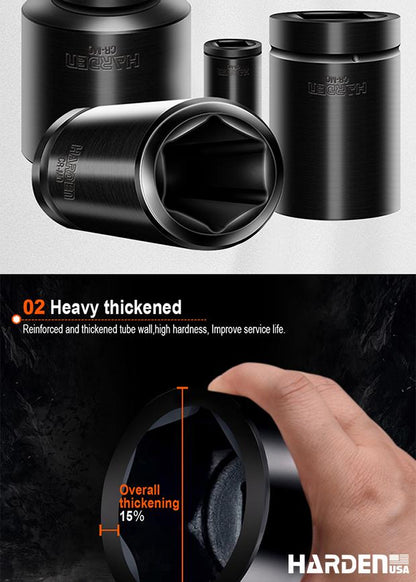 Soquete de Impacto HARDEN 1/2" (12,7 mm) – Aço CrMo, 6 Pontos, Uso com Chave de Impacto