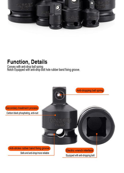 Adaptador de Impacto HARDEN 1/2” Fêmea x 3/8” Macho em Aço Cromo Molibdênio