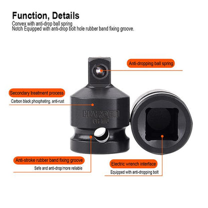Adaptador de Impacto HARDEN 1/2” Fêmea x 3/8” Macho em Aço Cromo Molibdênio