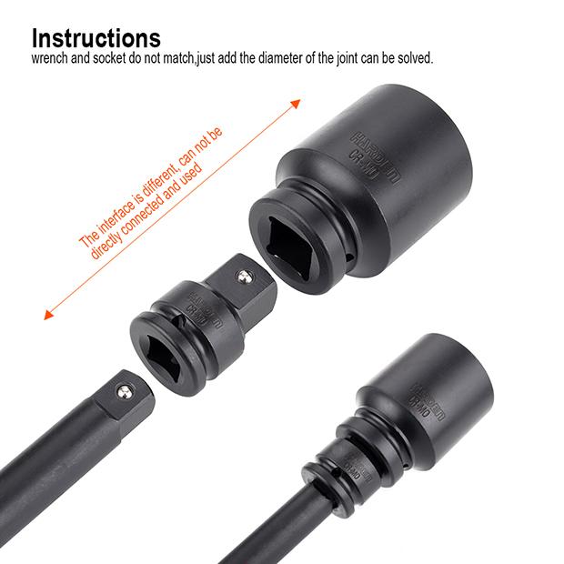 Adaptador de Impacto HARDEN 1/2” Fêmea x 3/8” Macho em Aço Cromo Molibdênio