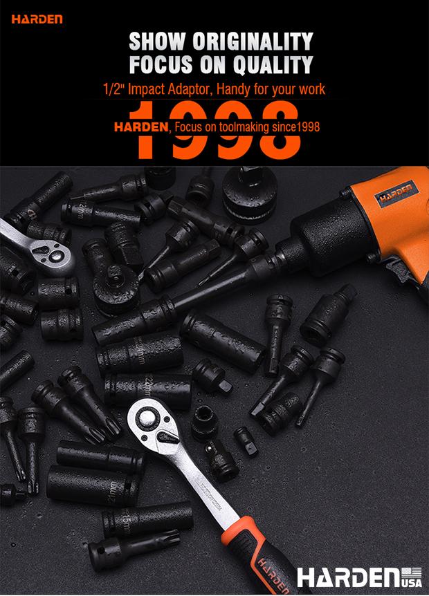 Adaptador de Impacto HARDEN 1/2” Fêmea x 3/4” Macho em Aço Cromo Molibdênio