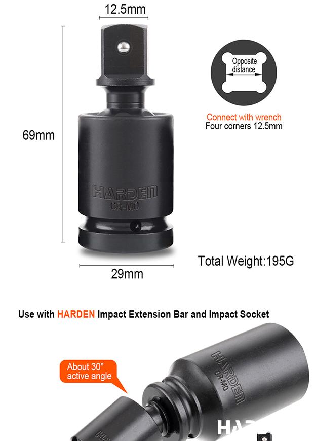 Junta Universal de Impacto HARDEN 1/2” (12,7 mm) em Aço Cromo Molibdênio