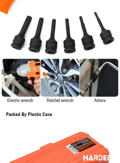 Jogo de Pontas Torx de Impacto HARDEN 1/2” (12,7 mm) com 8 Peças em Aço Cromo Molibdênio