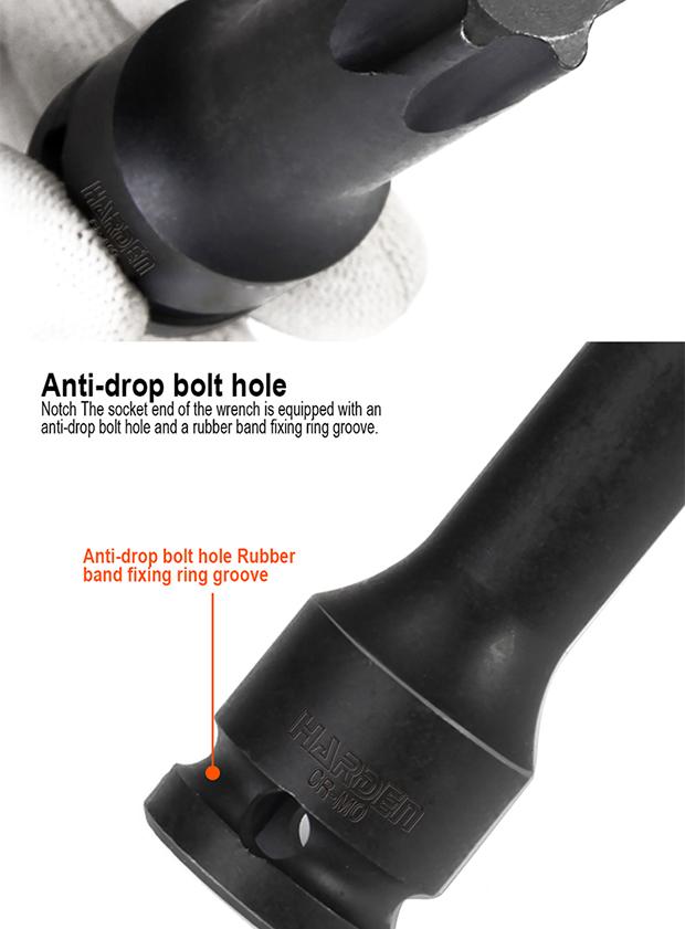 Jogo de Pontas Torx de Impacto HARDEN 1/2” (12,7 mm) com 8 Peças em Aço Cromo Molibdênio