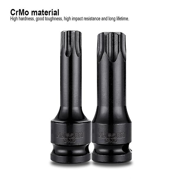 Jogo de Pontas Torx de Impacto HARDEN 1/2” (12,7 mm) com 8 Peças em Aço Cromo Molibdênio