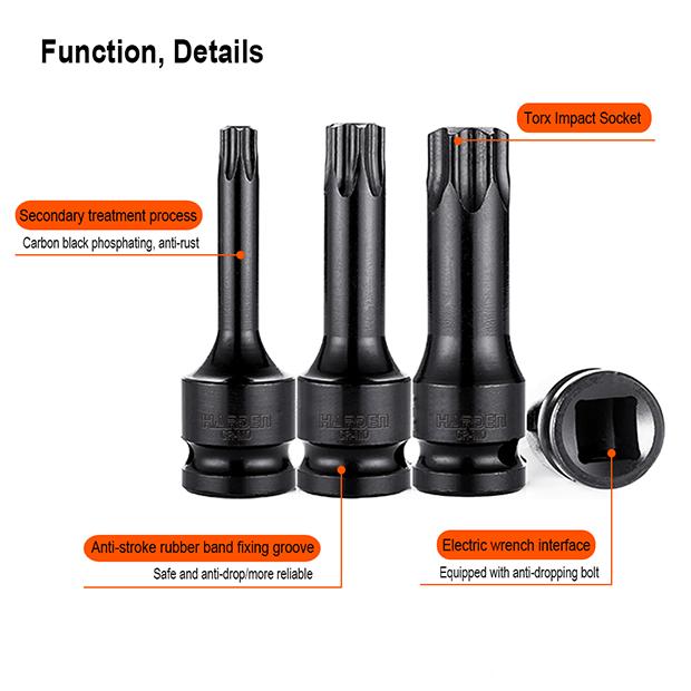 Jogo de Pontas Torx de Impacto HARDEN 1/2” (12,7 mm) com 8 Peças em Aço Cromo Molibdênio