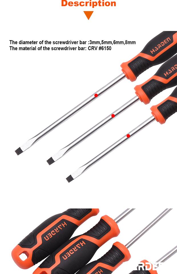 Chave de Fenda HARDEN com Cabo TPR – Aço CR-V 6150 Temperado (modelos variados)