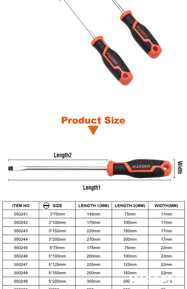 Chave de Fenda HARDEN com Cabo TPR – Aço CR-V 6150 Temperado (modelos variados)