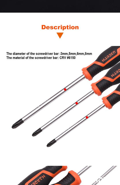 Chave de Fenda HARDEN com Cabo TPR – Aço CR-V 6150 Temperado (modelos variados)