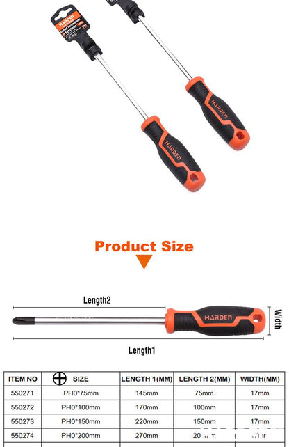 Chave de Fenda HARDEN com Cabo TPR – Aço CR-V 6150 Temperado (modelos variados)