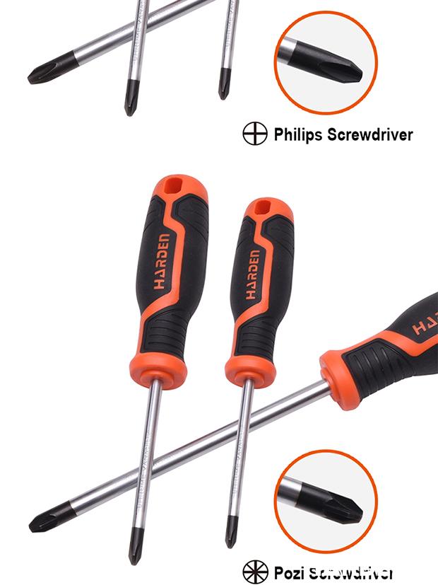 Jogo de Chaves de Fenda, Phillips e Torx HARDEN 100 mm (6 Peças)