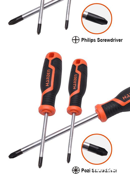 Jogo de Chaves de Fenda, Phillips e Torx HARDEN 100 mm (6 Peças)