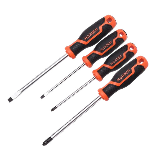 Jogo de Chaves de Fenda HARDEN 4 Peças CR-V 6150 com Cabo TPR Antideslizante