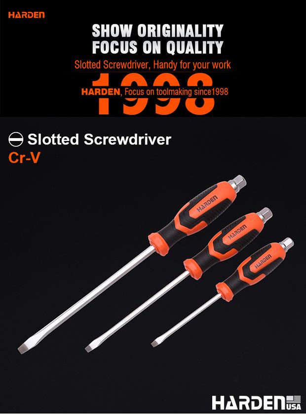 Jogo de Chaves de Fenda HARDEN CR-V com Cabo TPR – Modelos 5×100, 6×150 e 8×200 mm