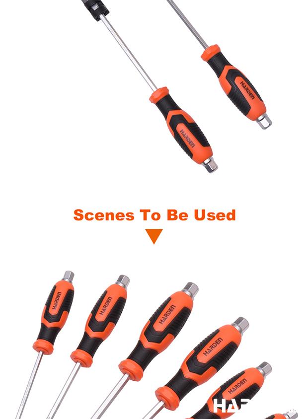 Jogo de Chaves de Fenda HARDEN CR-V com Cabo TPR – Modelos 5×100, 6×150 e 8×200 mm