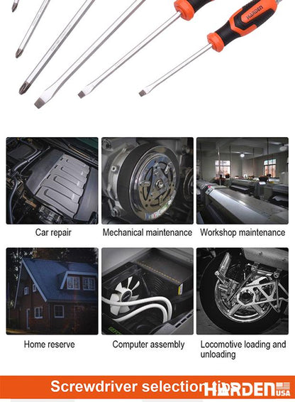 Jogo de Chaves de Fenda HARDEN CR-V com Cabo TPR – Modelos 5×100, 6×150 e 8×200 mm