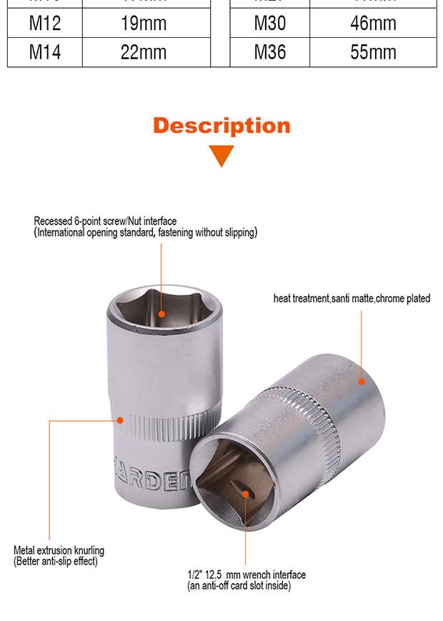 Soquete Sextavado 1/2" Harden – Aço CR-V de Alta Resistência para Uso Profissional