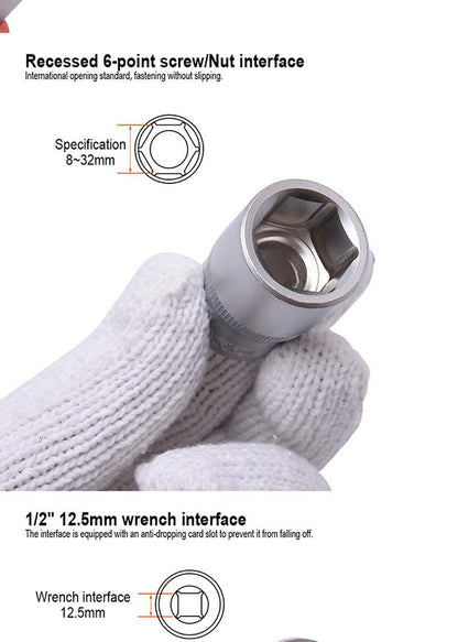 Soquete Sextavado 1/2" Harden – Aço CR-V de Alta Resistência para Uso Profissional