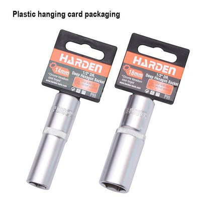 HARDEN – Soquete Longo Sextavado 1/2" em Aço CR-V (Várias Medidas)