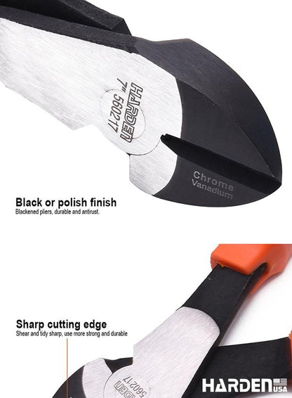 Alicate de Corte Diagonal 180 mm (7”) HARDEN em Aço Cromo Vanádio com Cabo Emborrachado