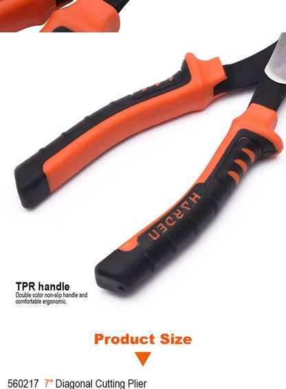 Alicate de Corte Diagonal 180 mm (7”) HARDEN em Aço Cromo Vanádio com Cabo Emborrachado