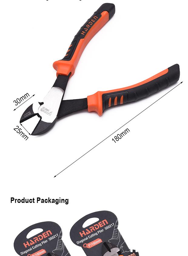 Alicate de Corte Diagonal 180 mm (7”) HARDEN em Aço Cromo Vanádio com Cabo Emborrachado