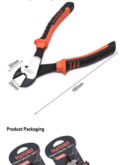 Alicate de Corte Diagonal 180 mm (7”) HARDEN em Aço Cromo Vanádio com Cabo Emborrachado