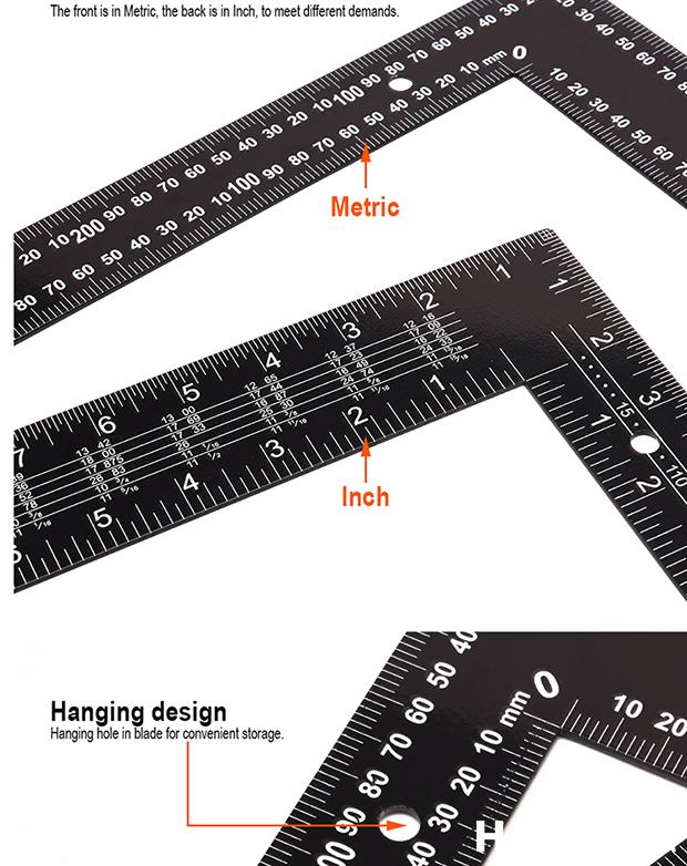 Esquadro de Aço HARDEN 600x400mm (23,62x15,75") Espessura 2,0mm com Graduação Impressa