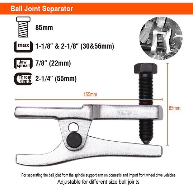 Jogo Extrator de Pivôs e Terminais HARDEN 5 Peças em Aço Carbono com Maleta