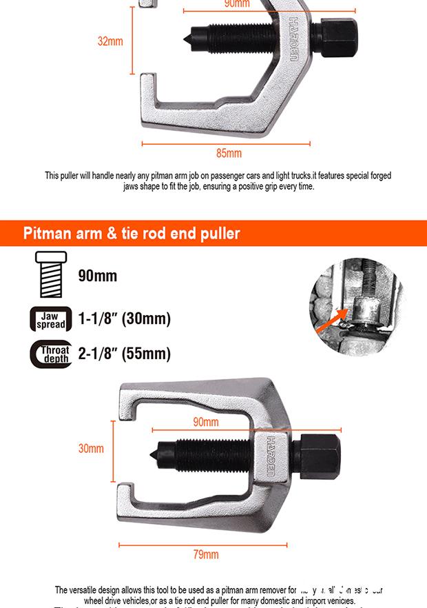 Jogo Extrator de Pivôs e Terminais HARDEN 5 Peças em Aço Carbono com Maleta
