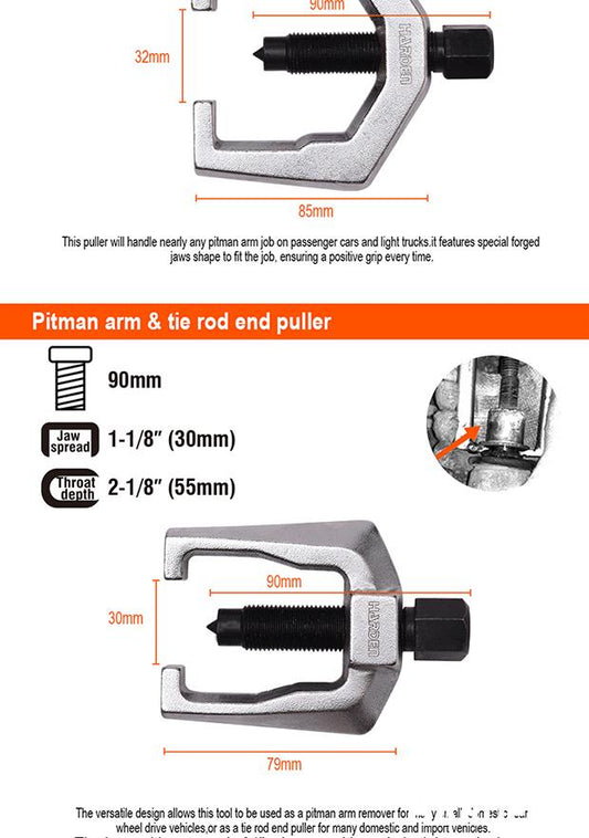 Jogo Extrator de Pivôs e Terminais HARDEN 5 Peças em Aço Carbono com Maleta