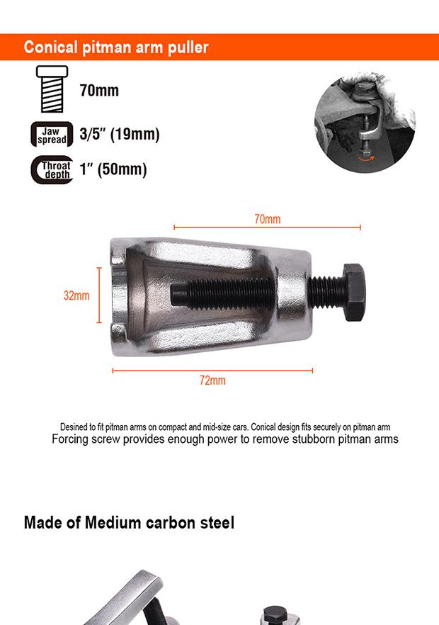 Jogo Extrator de Pivôs e Terminais HARDEN 5 Peças em Aço Carbono com Maleta